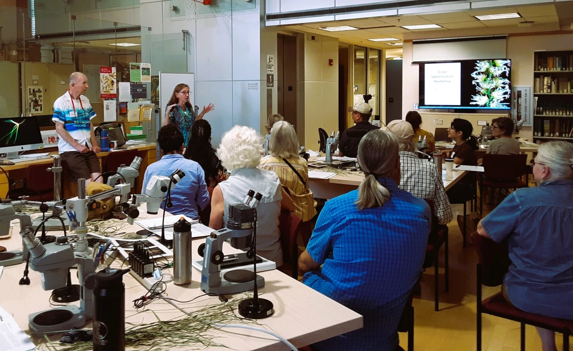 Photo of attendees at a grass workshop